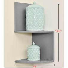 Greenco Modern Design 2 Tier Corner Floating Shelves, Gray Finish   566663169